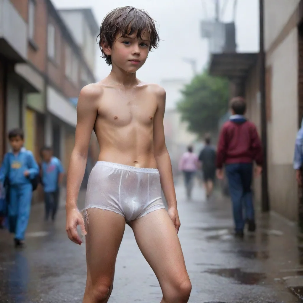 aiartstation art realistic%2C school boy%2C wear wet underpants%2C in street confident engaging wow 3