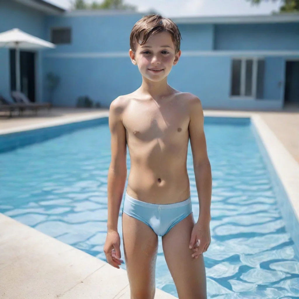 aiartstation art realistic%2C school boy%2C wear wet underpants%2C in swimming pool confident engaging wow 3