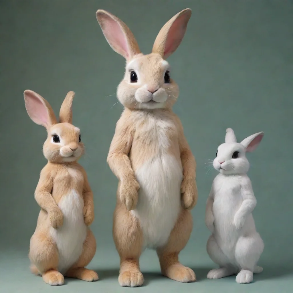 artstation art realistic person sized anthro rabbits confident engaging wow 3