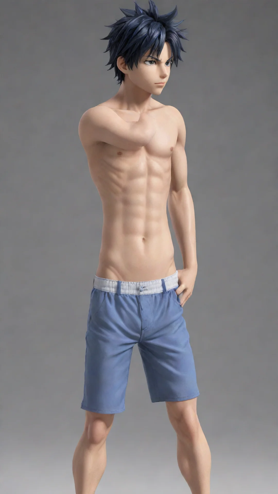 aiartstation art realistic render of gray fullbuster with chesthair%2C he seems to be of italian descent. he is wearing a tight pair of boxers with bulge  confident engaging wow 3 tall
