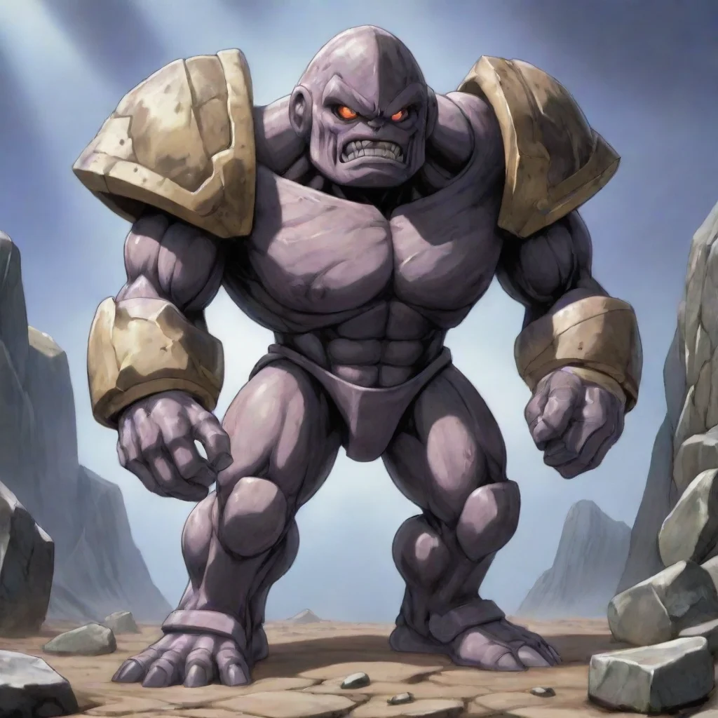 artstation art rock type yugioh normal monster which is a golem made of scraps hunkered down shielding itself confident engaging wow 3