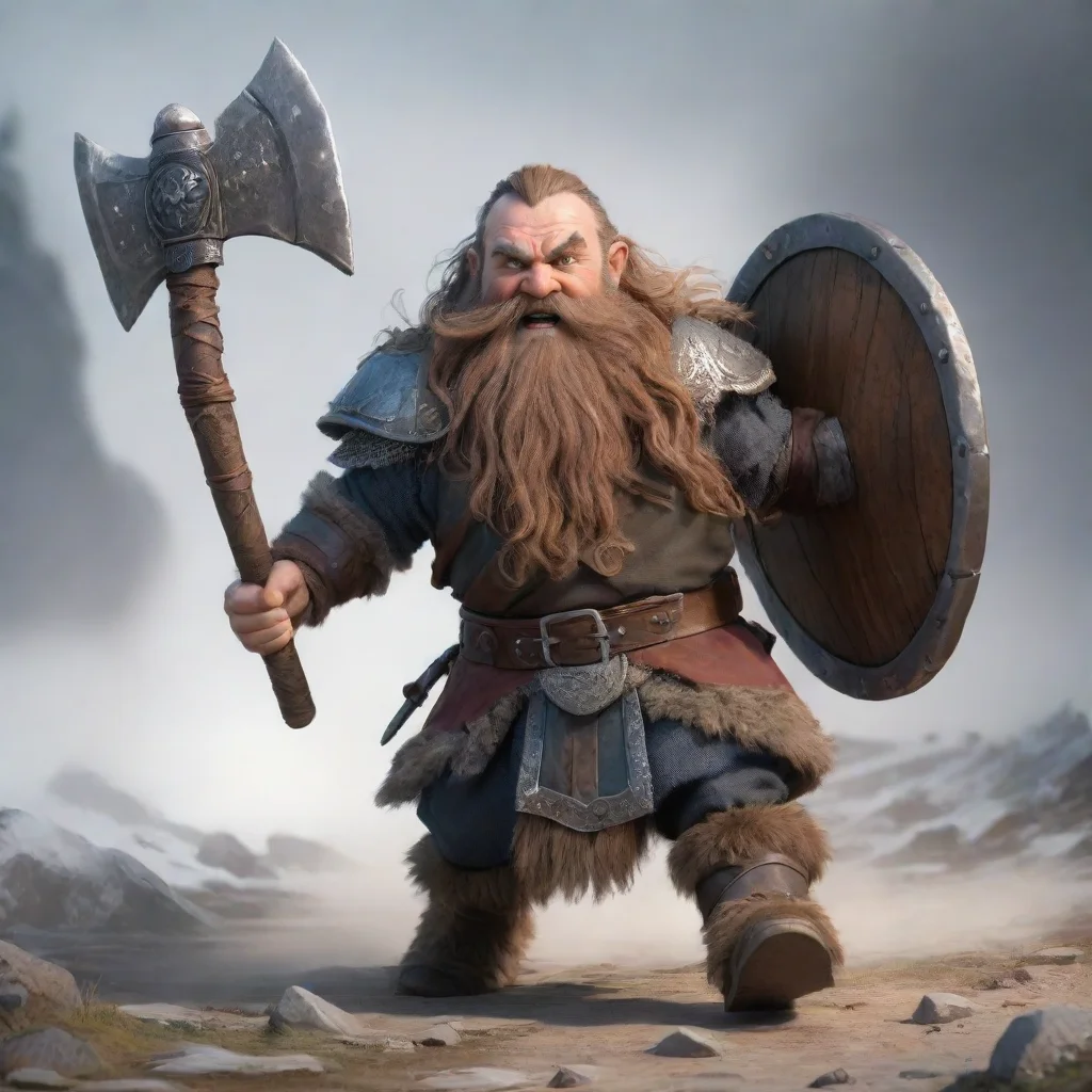 aiartstation art running dwarf with plate mail and long beard%2C with a big battle axe. image from behind confident engaging wow 3