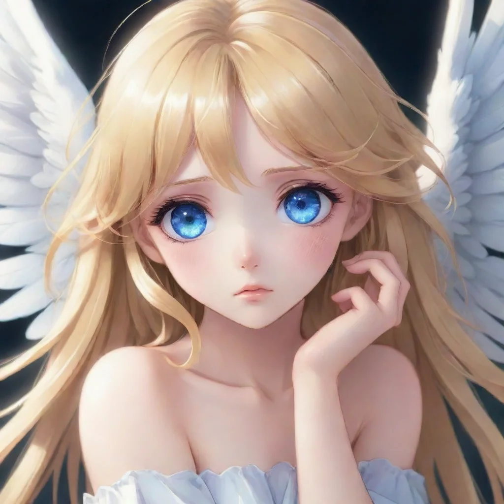 aiartstation art sad anime angel with blonde hair and blue eyes confident engaging wow 3
