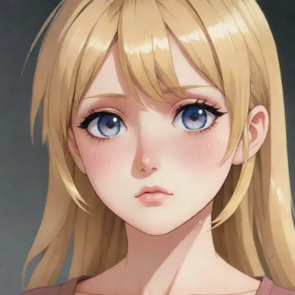 artstation art sad blonde anime girl with a teardrop. confident engaging wow 3