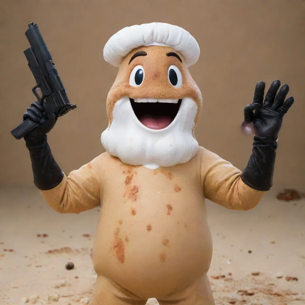 artstation art sandy cheeks  smiling with black deluxe nitrile gloves and gun and mayonnaise splattered everywhere confident engaging wow 3