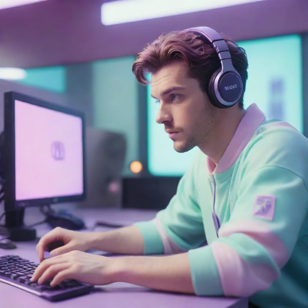 aiartstation art sci fi film%2C retro%2C a man streaming lol at twitch%2C pro player pastel colors%2C cinematic film%2C cinestill 50   ar 16%3A9 confident engaging wow 3