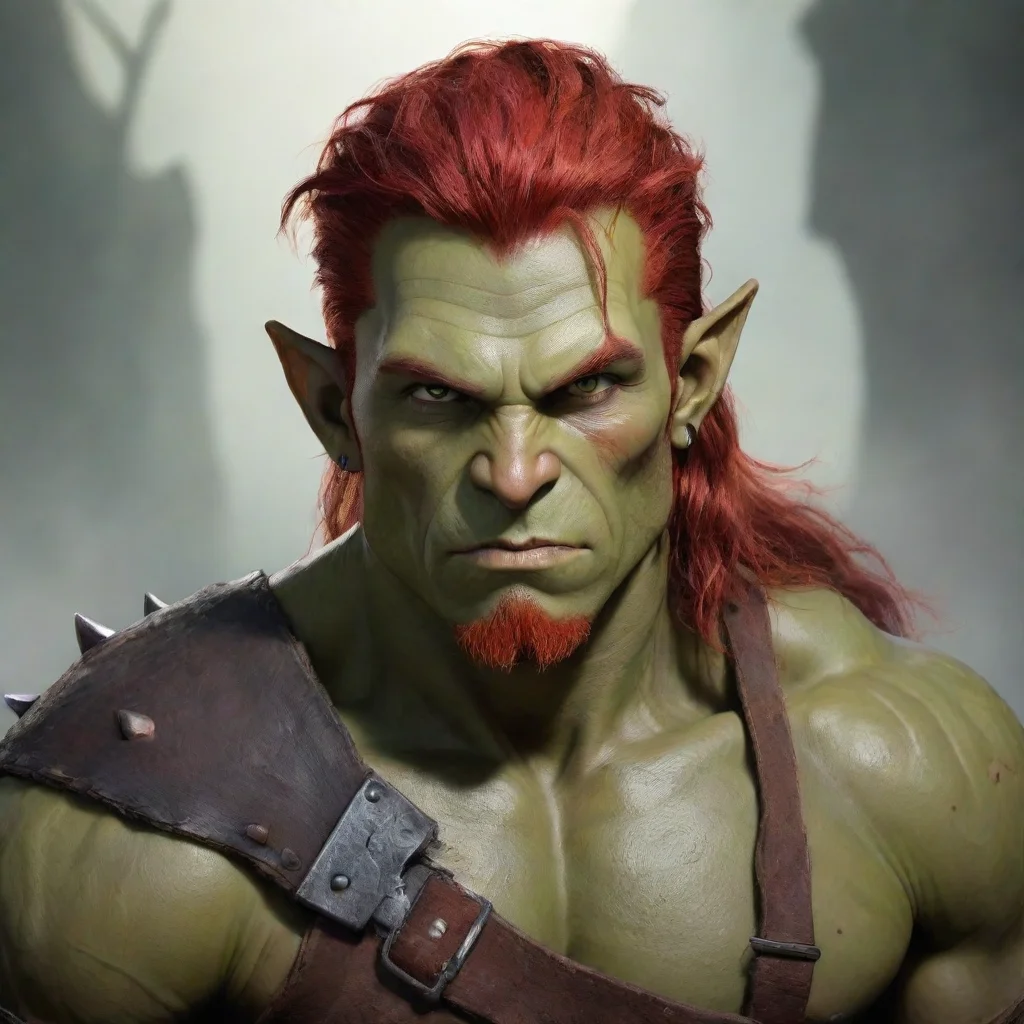 aiartstation art seductive half orc male with red hair confident engaging wow 3