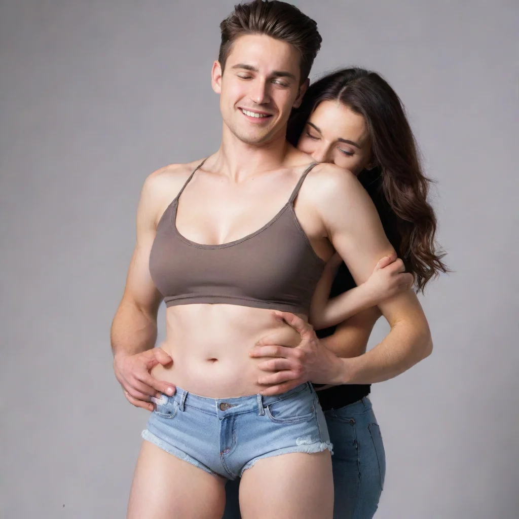 aiartstation art sfw man tickling woman%27s belly wearing crop top confident engaging wow 3