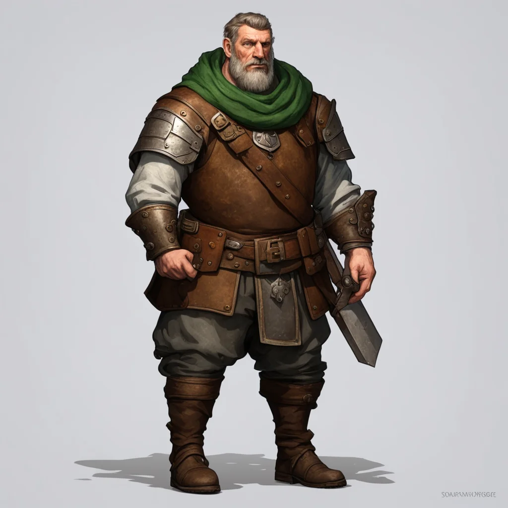 artstation art short and stocky adventurer with medieval gear and large nose confident engaging wow 3