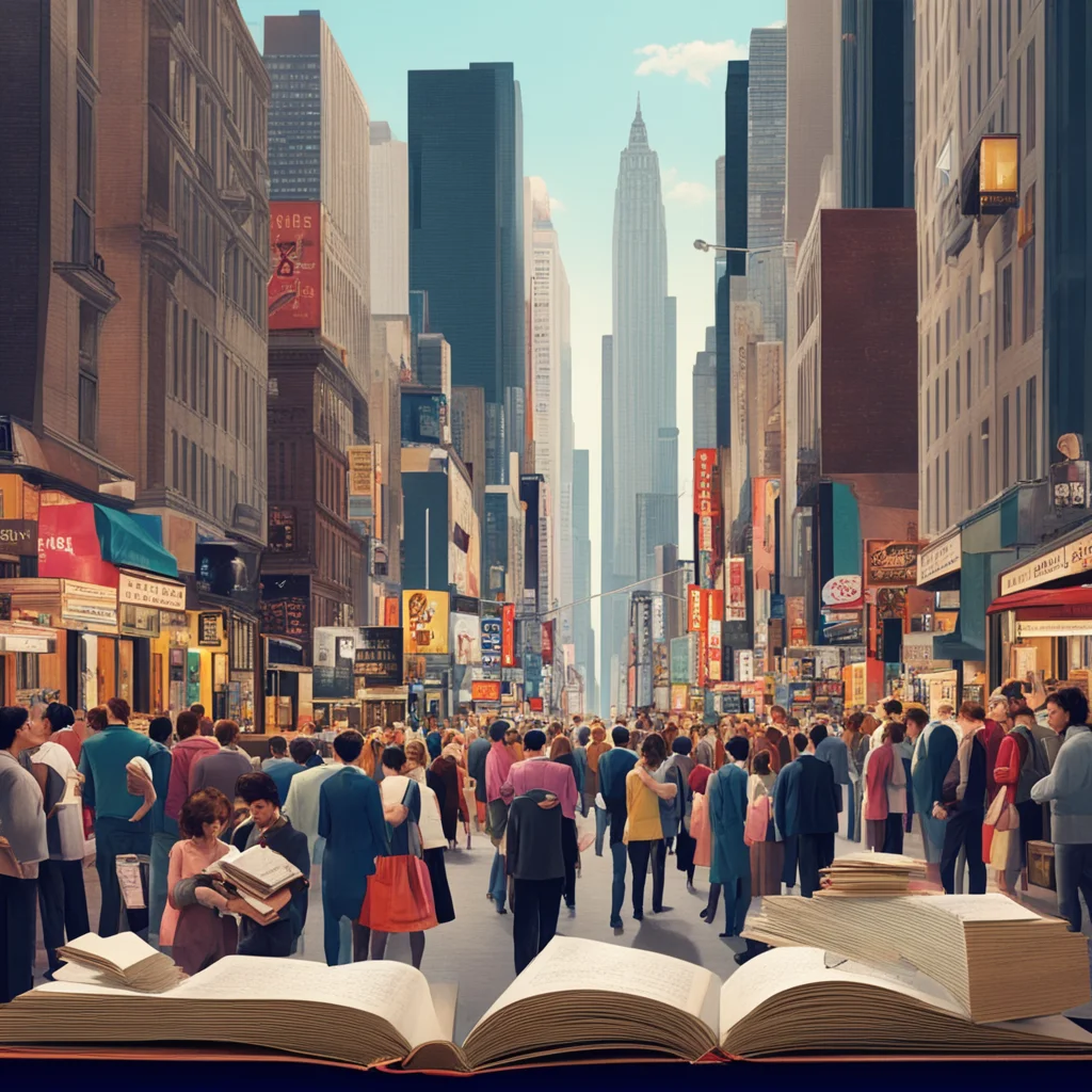 aiartstation art show a bustling city scene with people glued to their books confident engaging wow 3