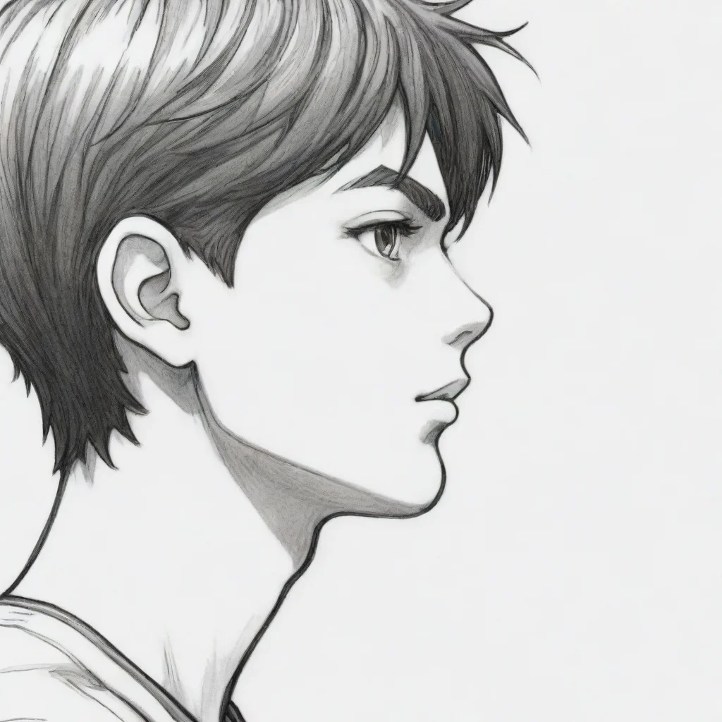 aiartstation art sideview of a head portrait detail outline detail sketch slam dunk anime manga comic confident engaging wow 3