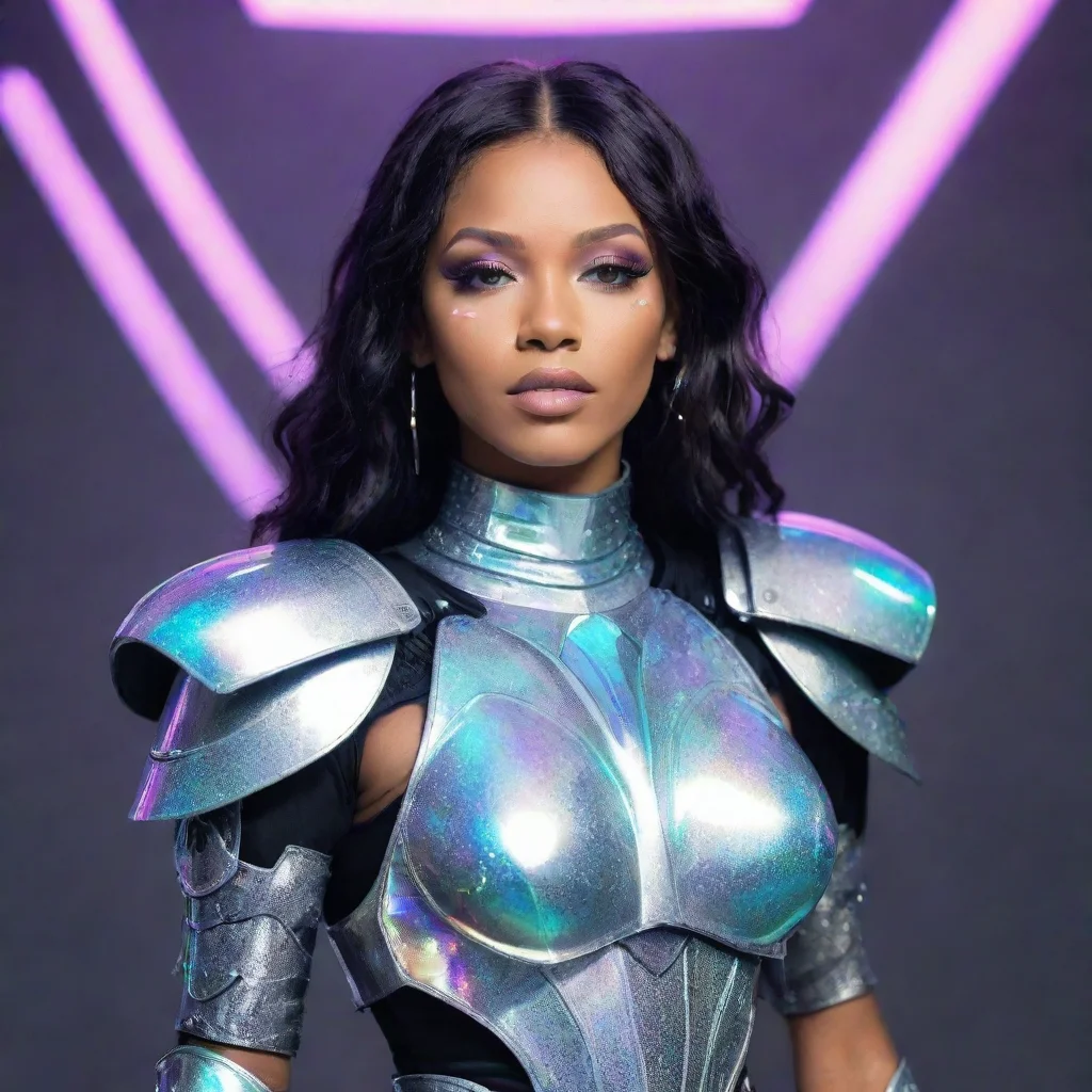 artstation art singer tyla wear futurist armor biosymbolic optlux holographic confident engaging wow 3