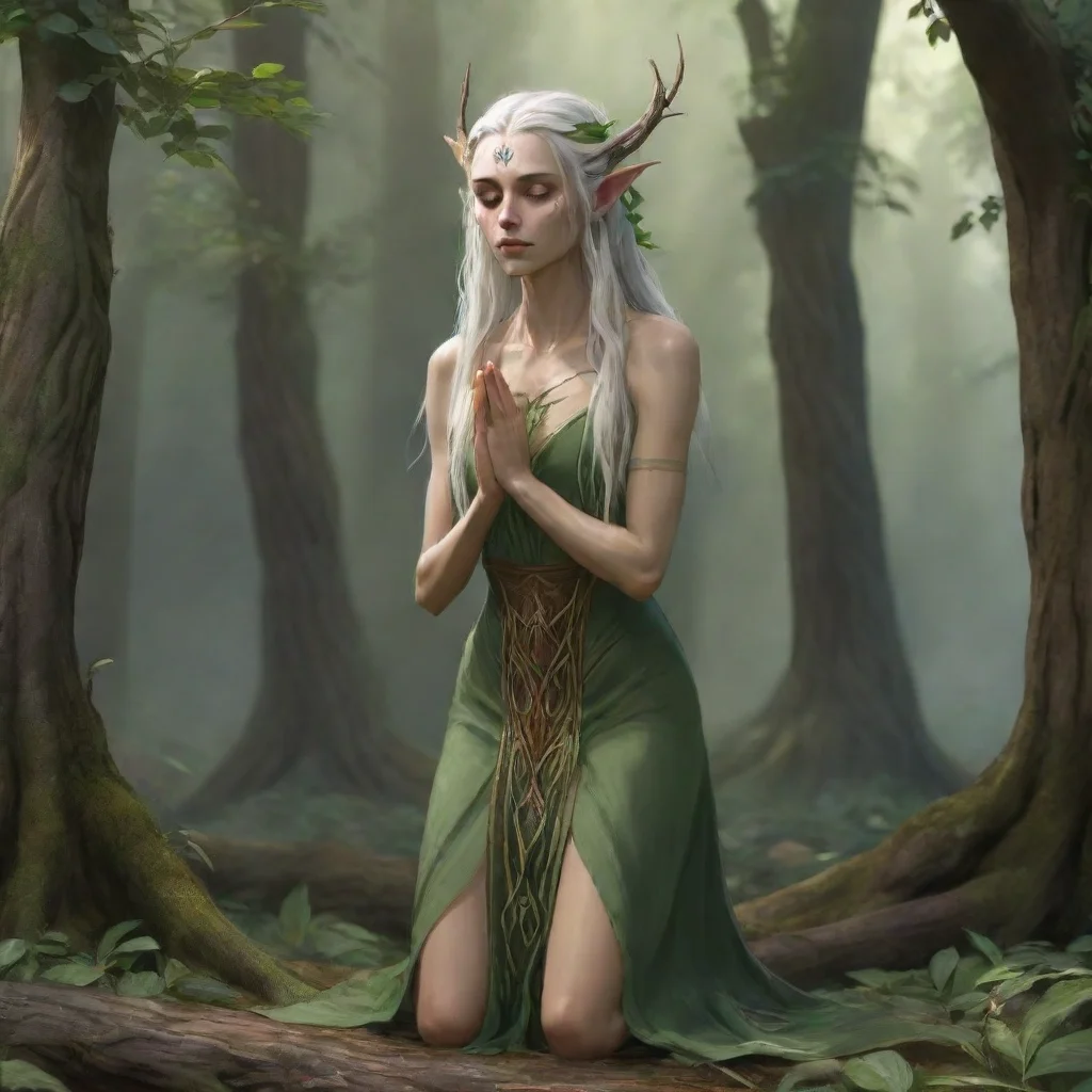artstation art skinny high elf female druid praying confident engaging wow 3