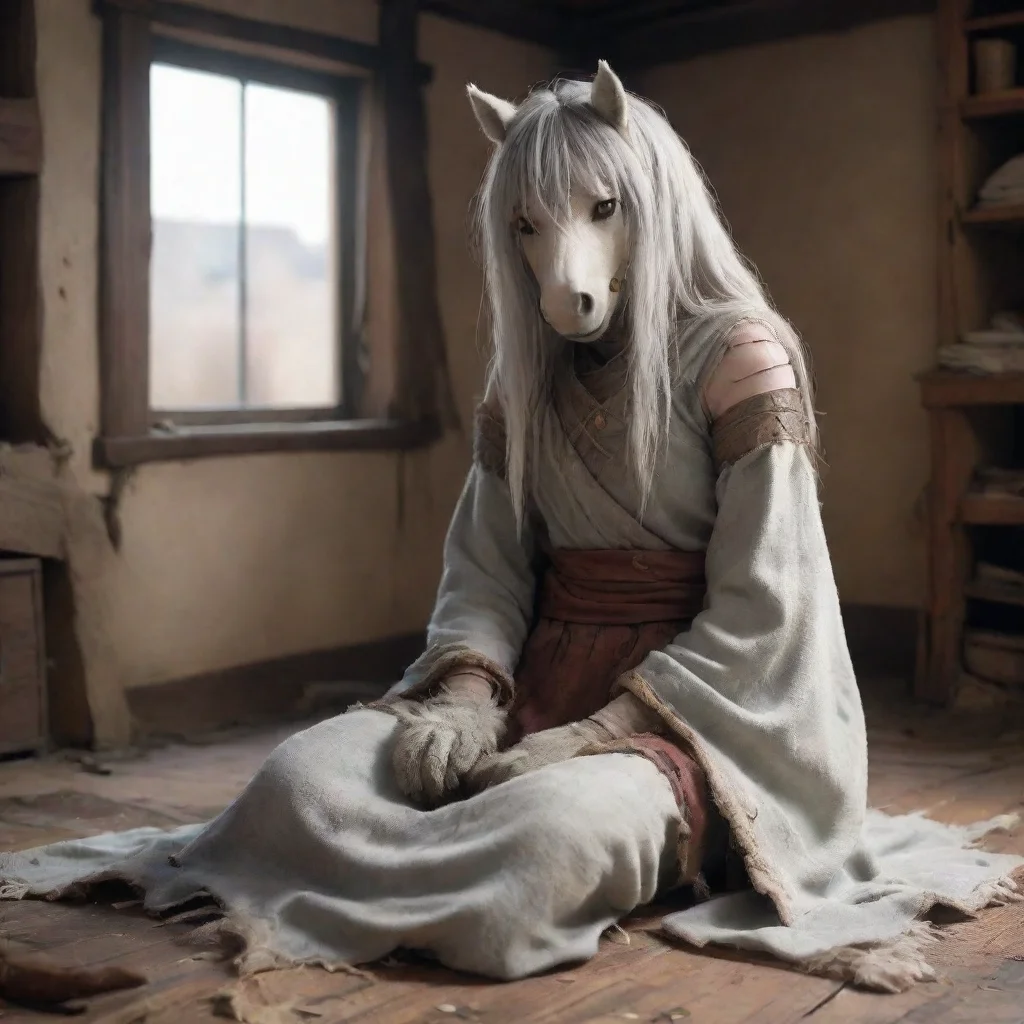 artstation art slave anthropomorphic horsegirl furry damaged cloth shy sad anime medieval room confident engaging wow 3