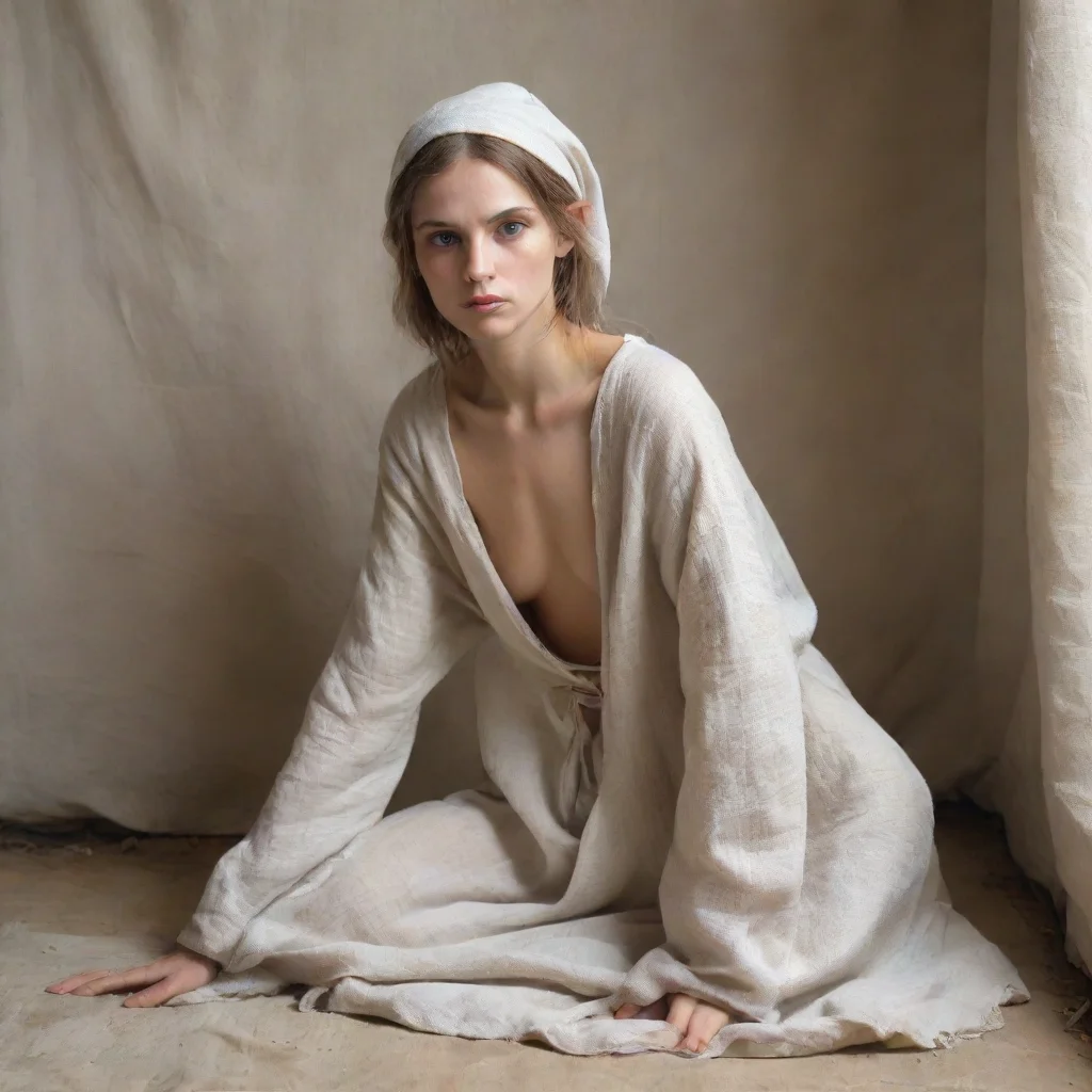 artstation art slave elf woman worn out linen cloth shy confident engaging wow 3