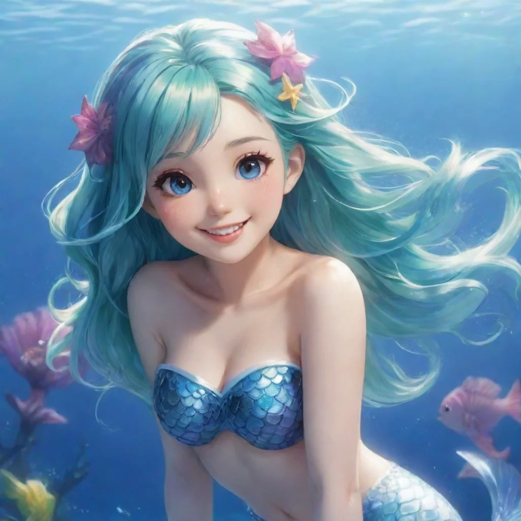 aiartstation art smiling anime mermaid confident engaging wow 3