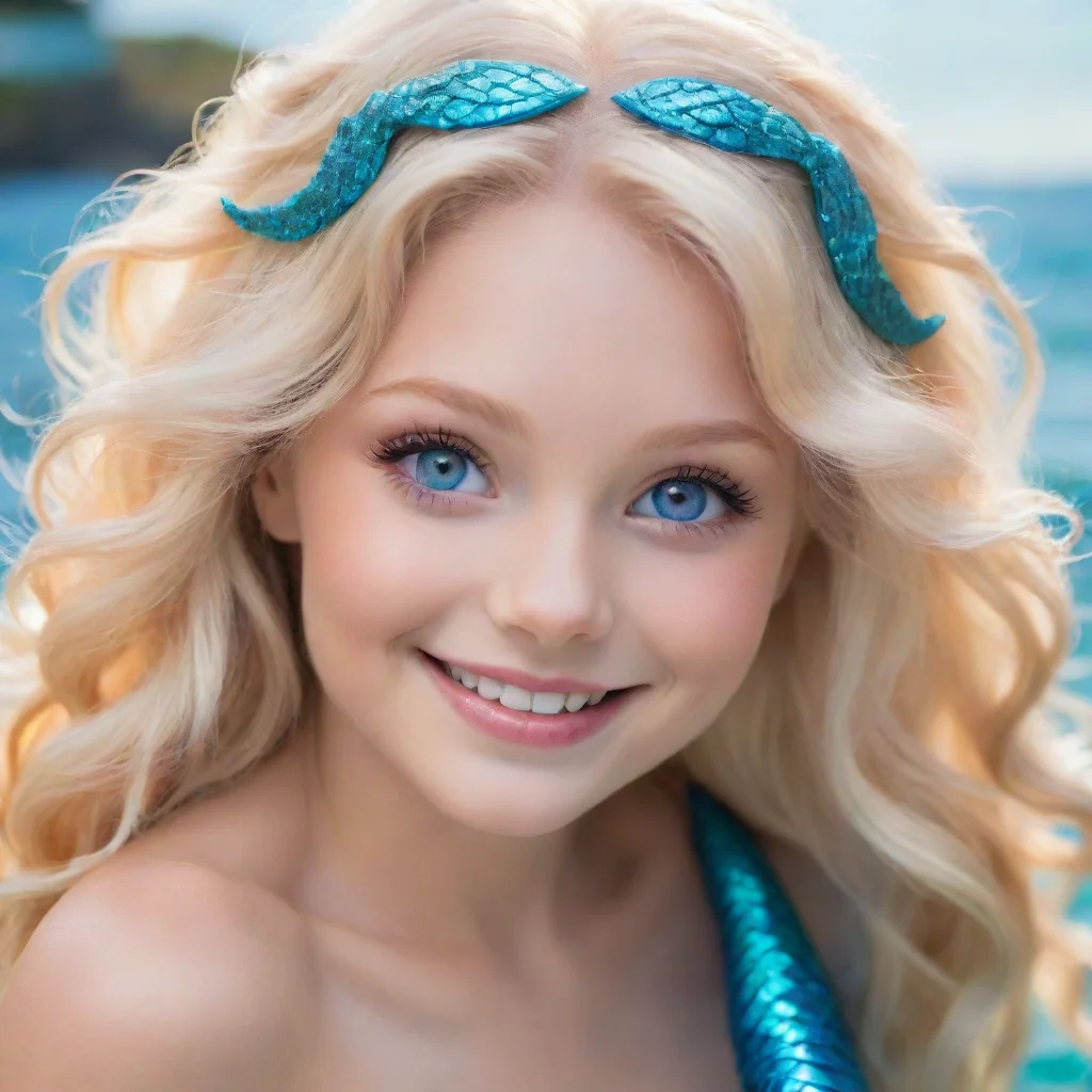 artstation art smiling blonde angel mermaid with blue eyes smiling confident engaging wow 3
