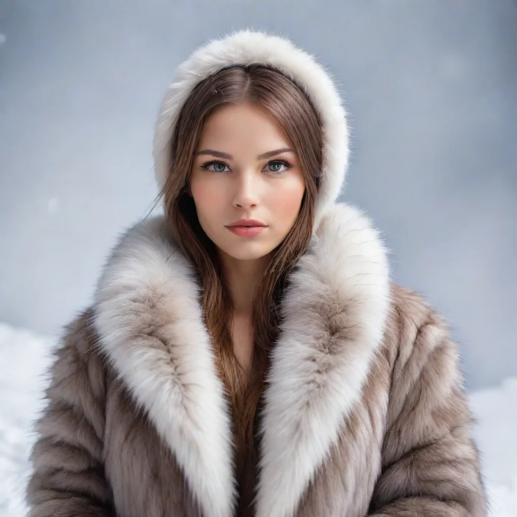 aiartstation art snowy background a human covered in realistic mink fur confident engaging wow 3