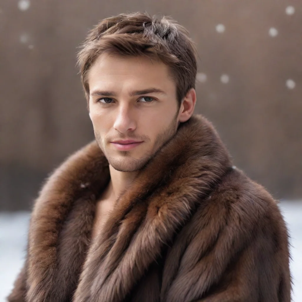 artstation art snowy background a human male covered in realistic brown mink fur  confident engaging wow 3