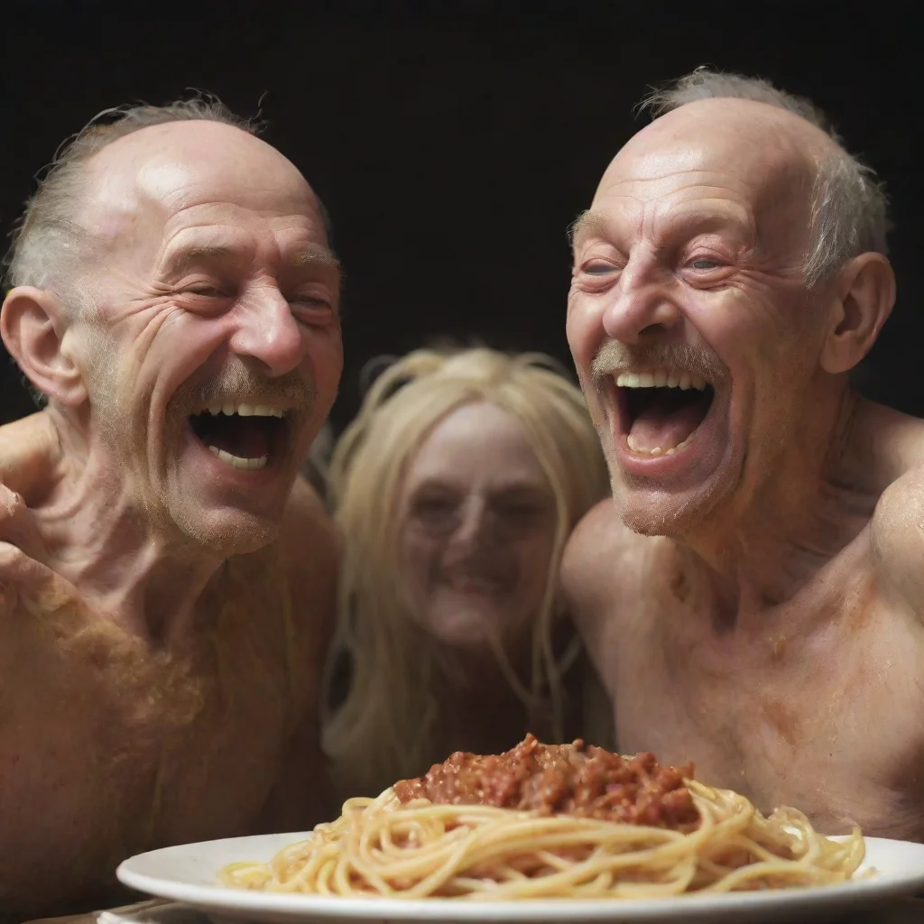 artstation art spaghetti people mutations tumors laughing old photograph high definition hyper realism octane render confident engaging wow 3
