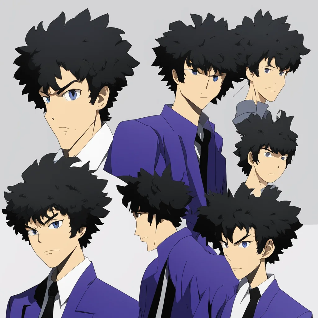 artstation art spike spiegel with different facial expressions confident engaging wow 3