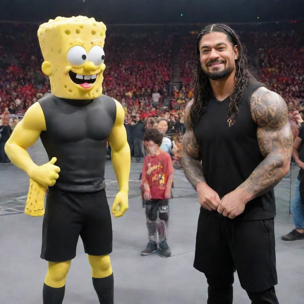 aiartstation art spongebob and roman reigns  confident engaging wow 3