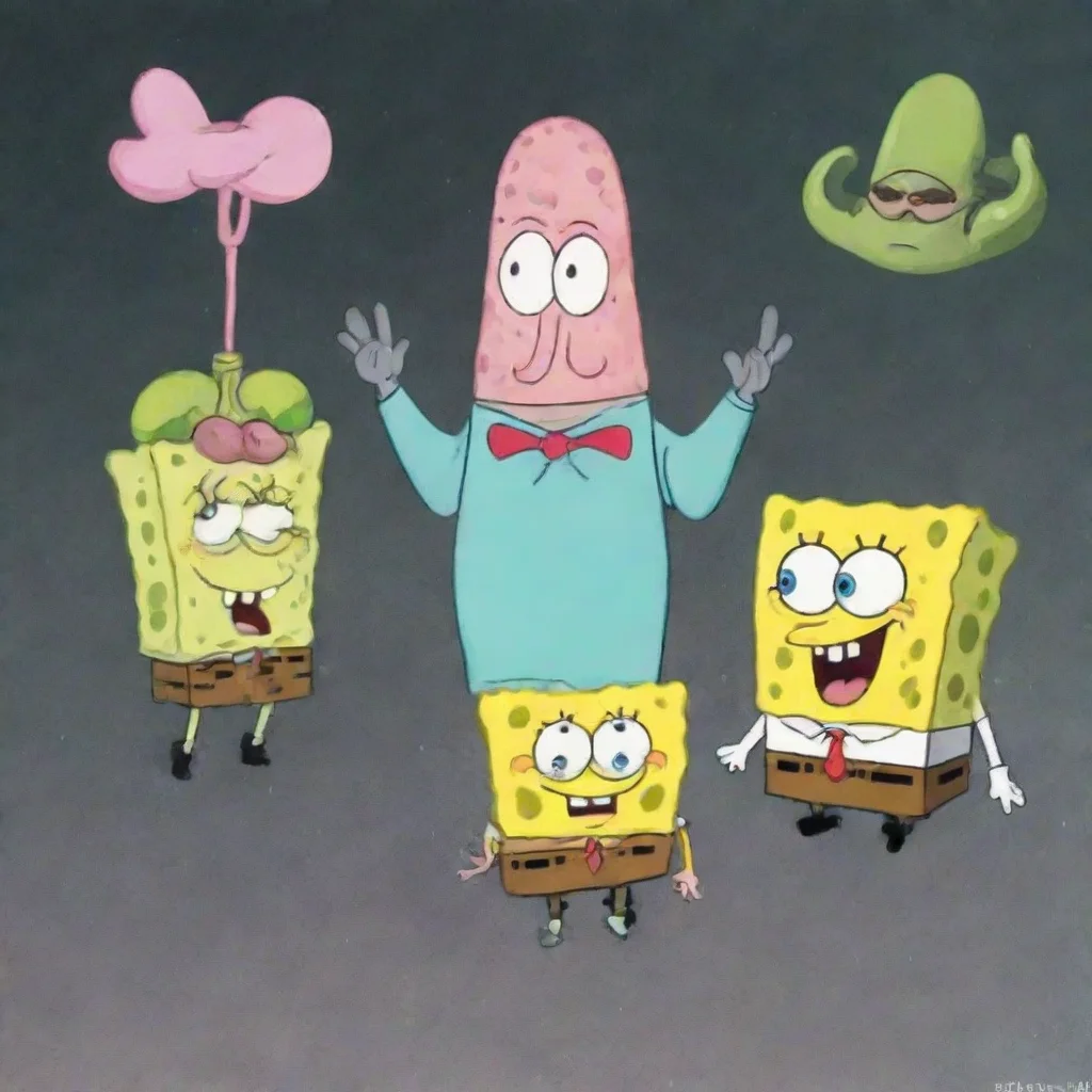 aiartstation art spongebob squarepants%2C patrick star%2C squidward confident engaging wow 3