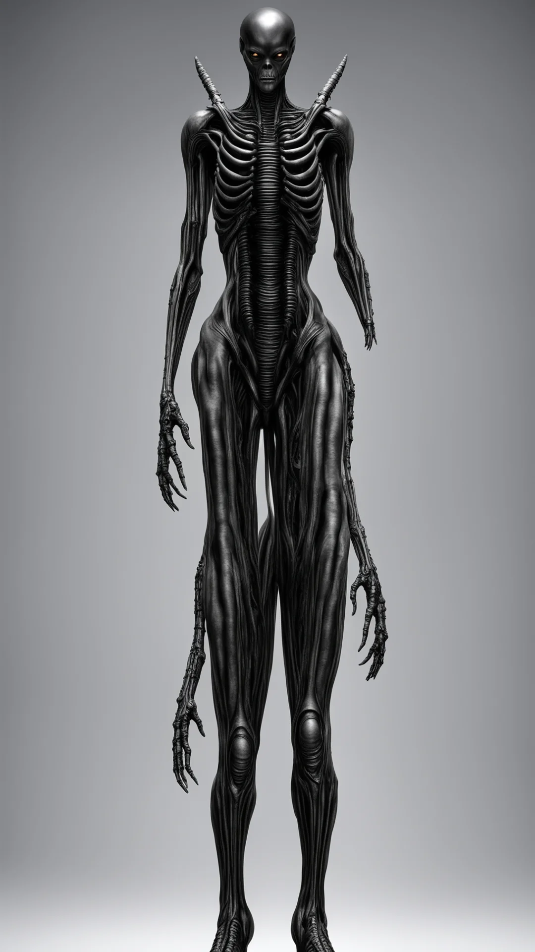 aiartstation art standing t pose  giger alien  detailed skin symmetrical  confident engaging wow 3 tall