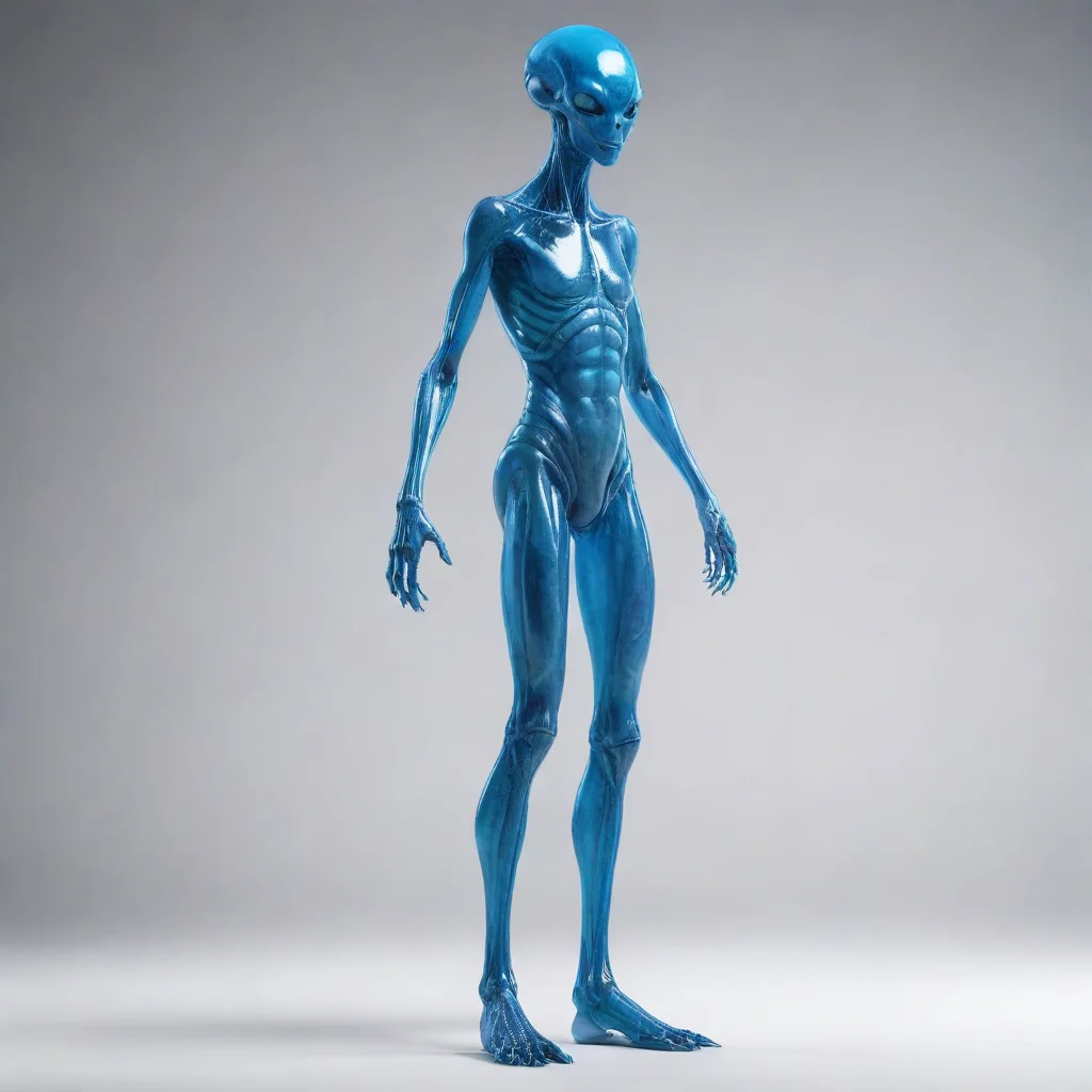 aiartstation art standing tall alien blue transparent skin  confident engaging wow 3