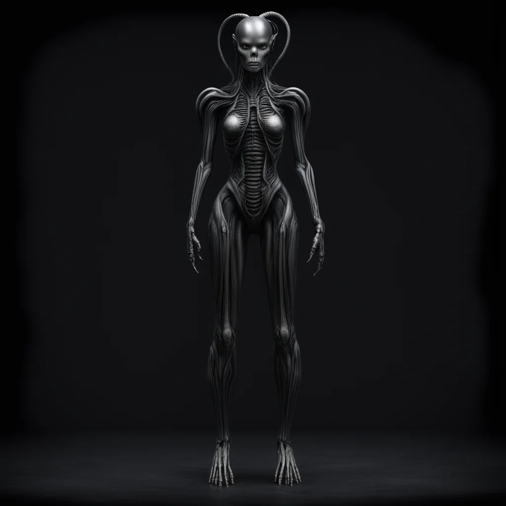aiartstation art standing tall female humanoid giger dark background confident engaging wow 3