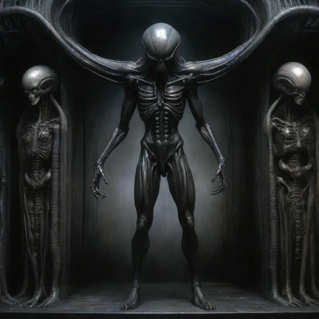 aiartstation art standing tall giger alien  confident engaging wow 3