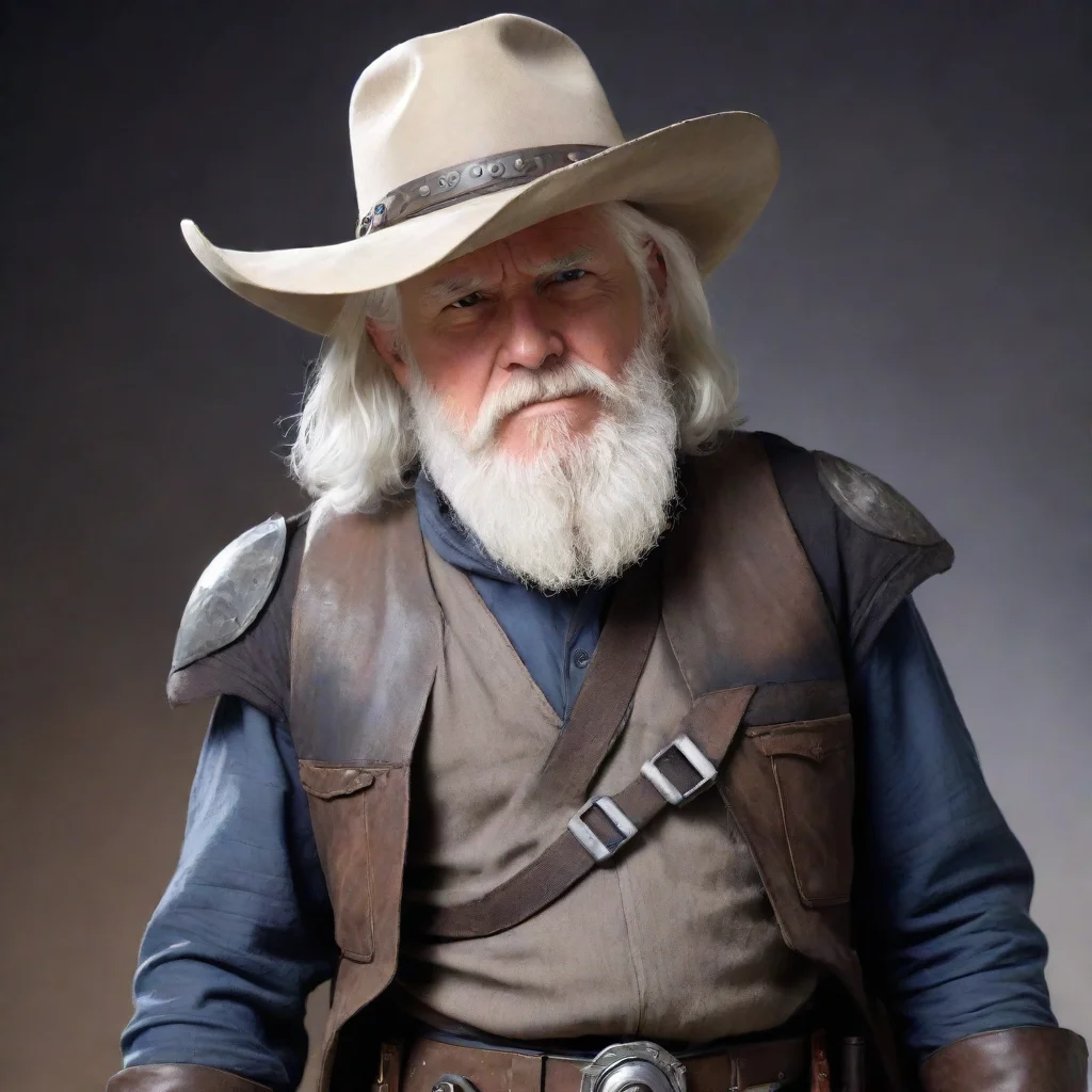 aiartstation art star wars mercenary%2C 50 year old%2C white hair%2C white beard%2C wearing a cowboy hat%2C wearing sci fi armor confident engaging wow 3