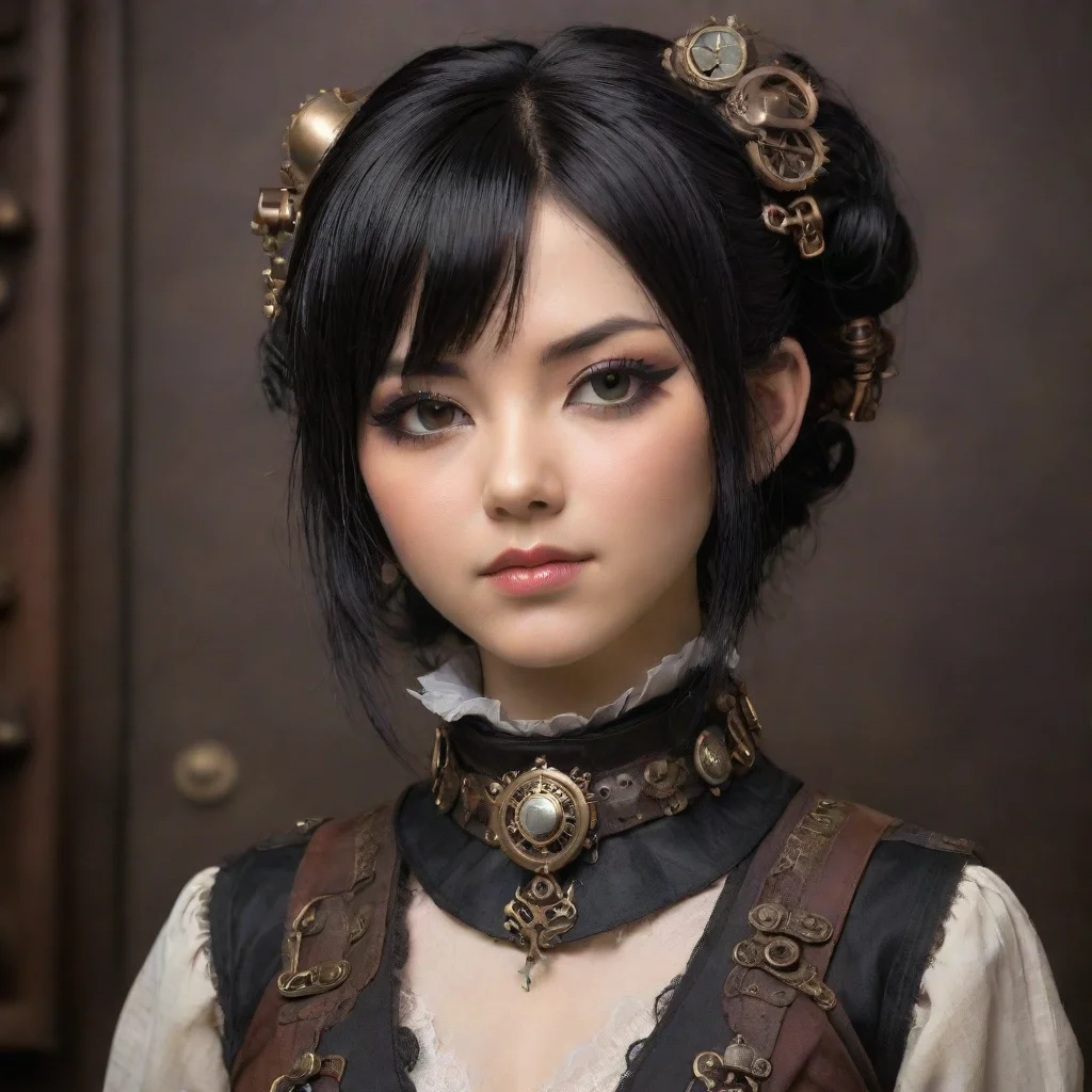 aiartstation art steampunk japanese female slave  collared black hair hd steampunk confident engaging wow 3