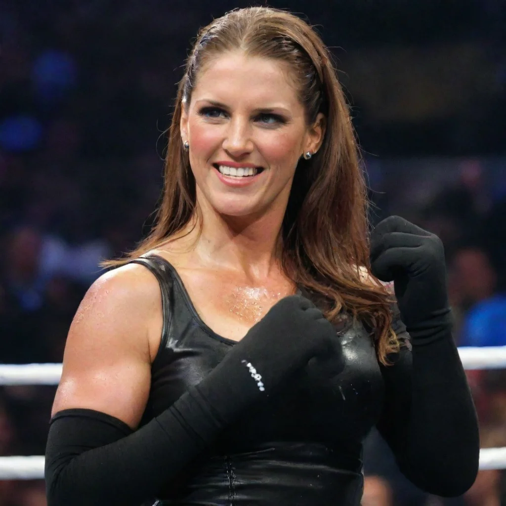 aiartstation art stephanie mcmahon wwe smackdown 2003 smiling  with black gloves and gun and mayonnaise splattered everywhere confident engaging wow 3