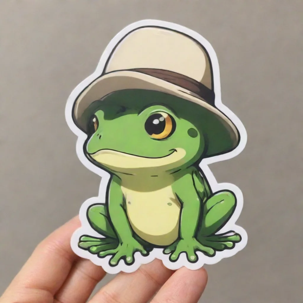 aiartstation art sticker of anime frog wearing hat%2C white outline confident engaging wow 3