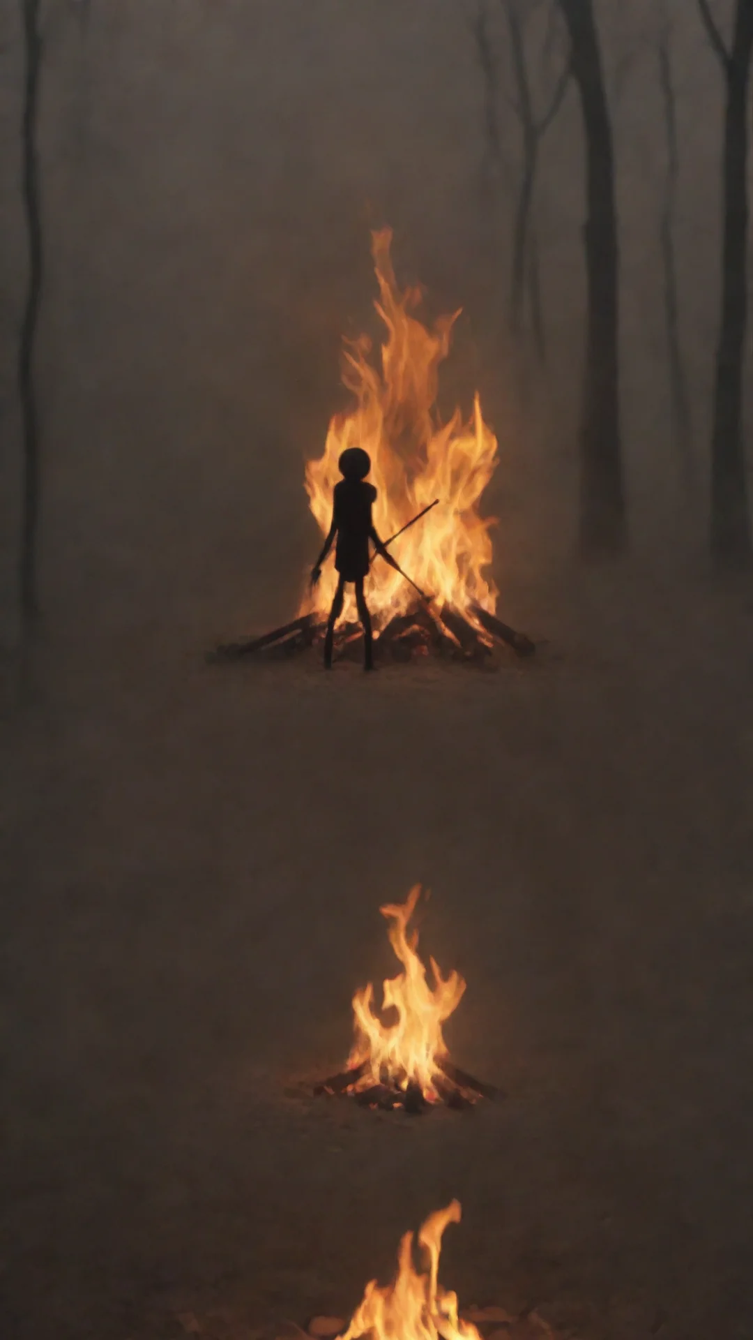 aiartstation art stickman around a fire confident engaging wow 3 tall