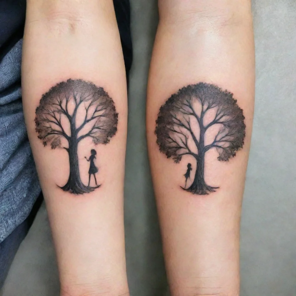 aiartstation art tattoo for couple with trees chilren confident engaging wow 3