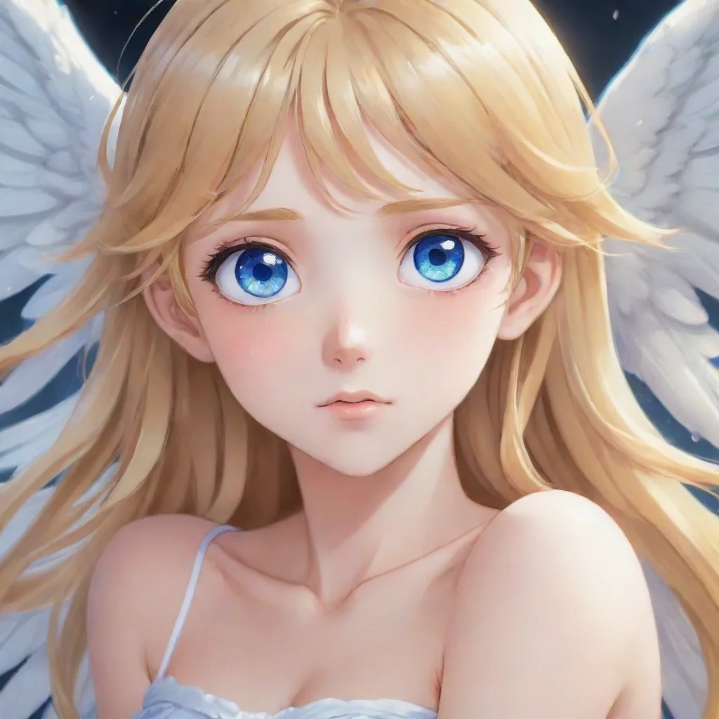 aiartstation art teary eyed anime angel with blonde hair and blue eyes confident engaging wow 3