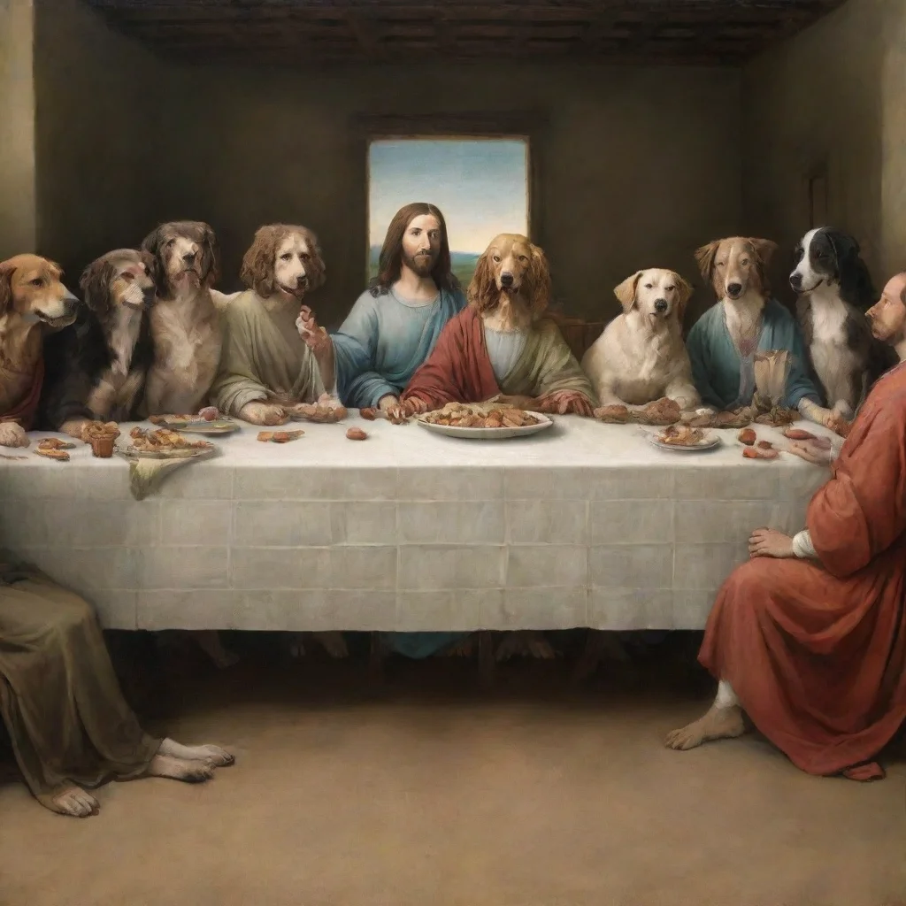 aiartstation art the picture of th last supper but with dogs confident engaging wow 3