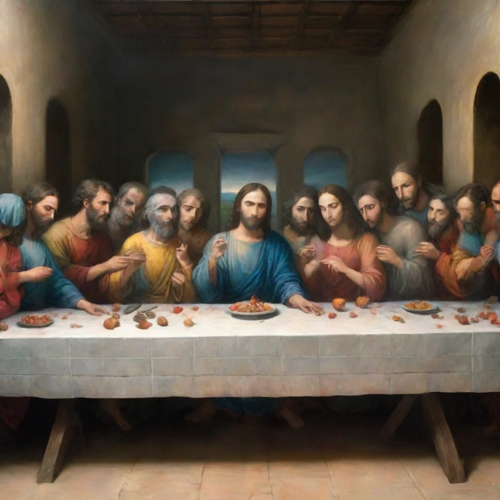 artstation art the picture of the last supper where jesus issasha grey confident engaging wow 3