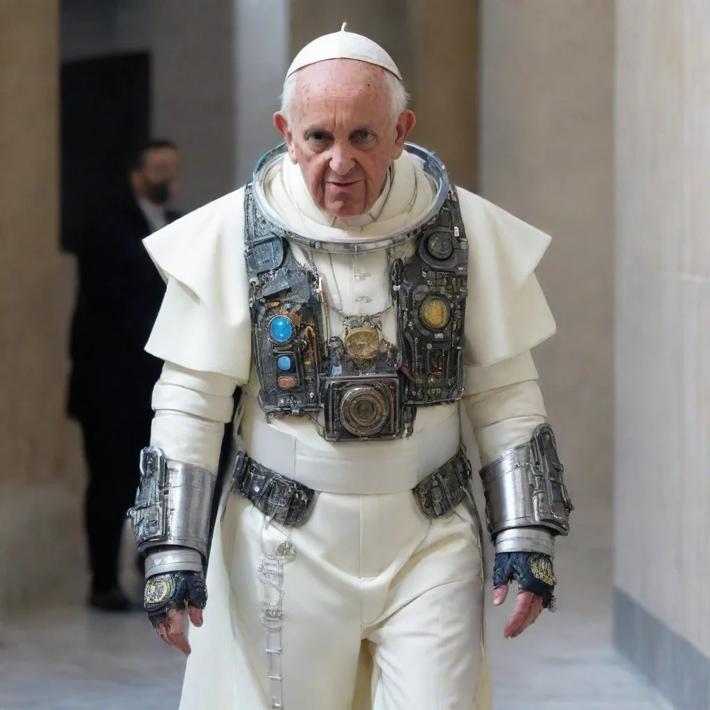 artstation art the pope dressed in a cyberpunk space suit confident engaging wow 3