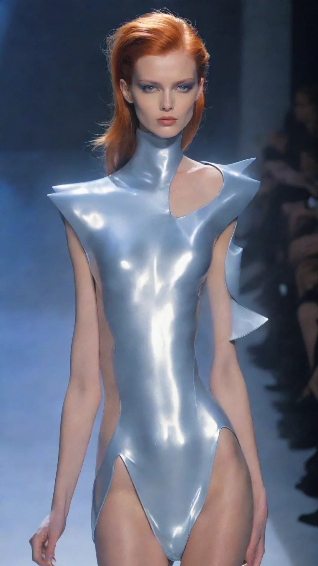 artstation art thierry mugler fashion style futuristic model confident engaging wow 3 tall