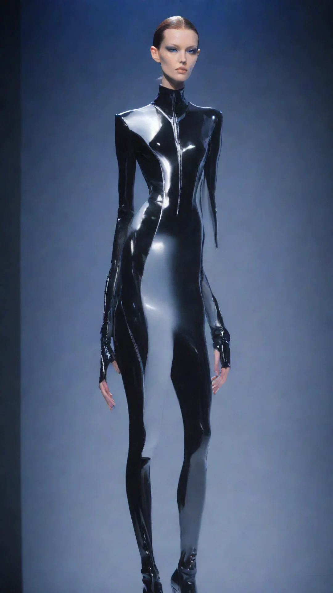 artstation art thierry mugler fashion style futuristic tall skinny model confident engaging wow 3 tall