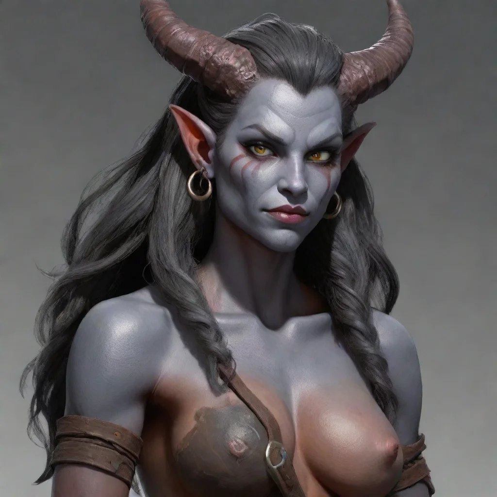 artstation art tiefling barbarian with grey skin  confident engaging wow 3