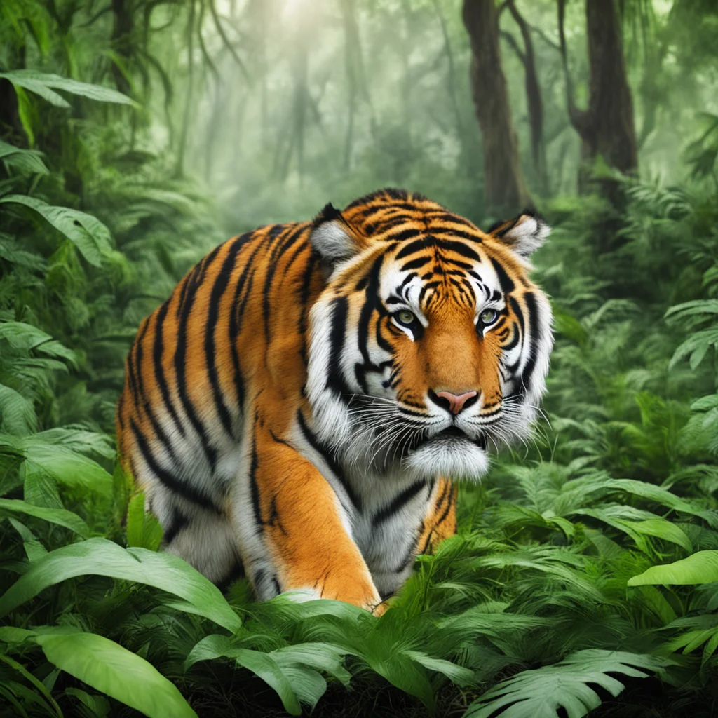 aiartstation art tiger in jungle confident engaging wow 3