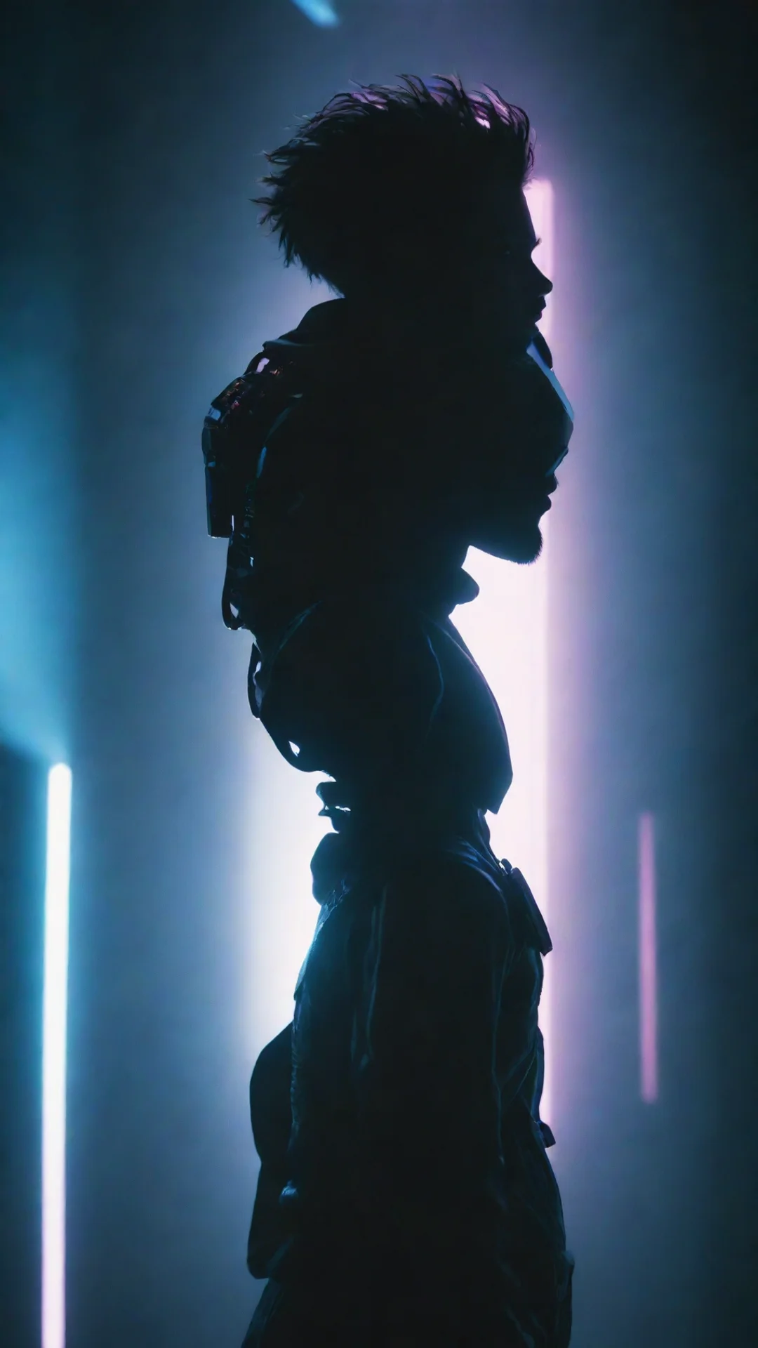 artstation art trending futuristic backlit silhouette of person cyberpunk character dramatic lighting cinematic lighting hyper maximilism highly good looking fantastic 1%3Ftall confident engaging wo