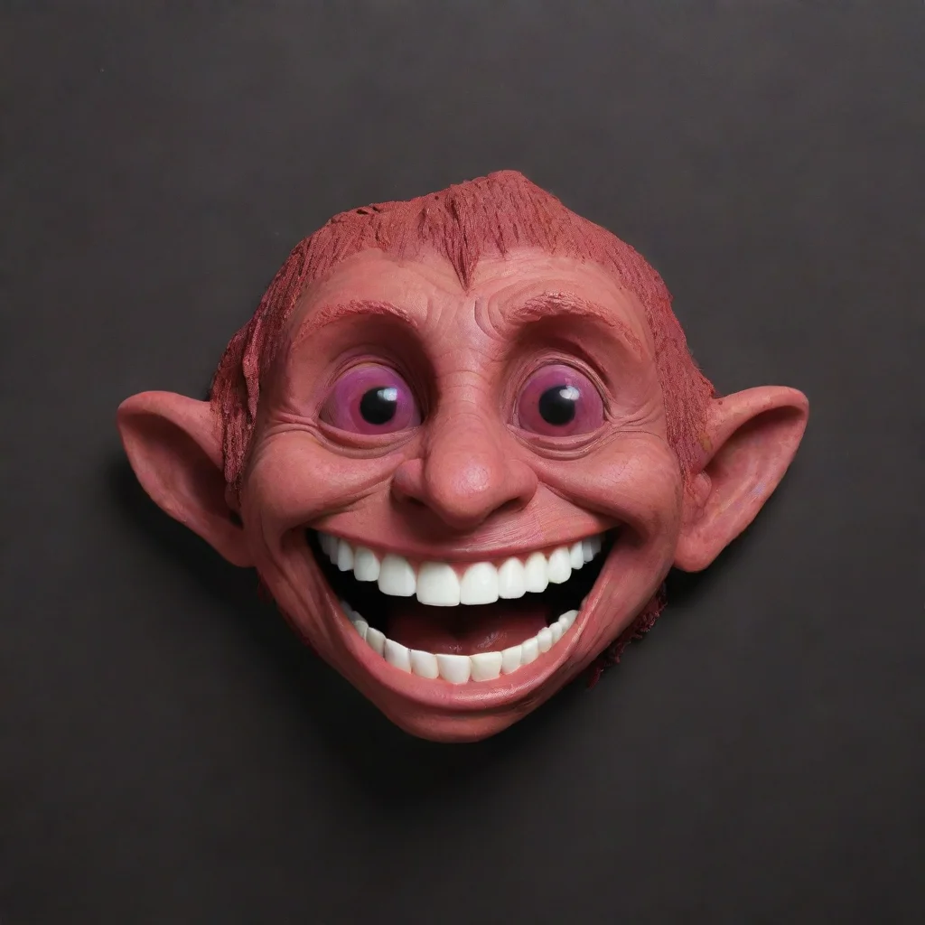 artstation art troll face meme clay realistic ruby eyesdark background confident engaging wow 3
