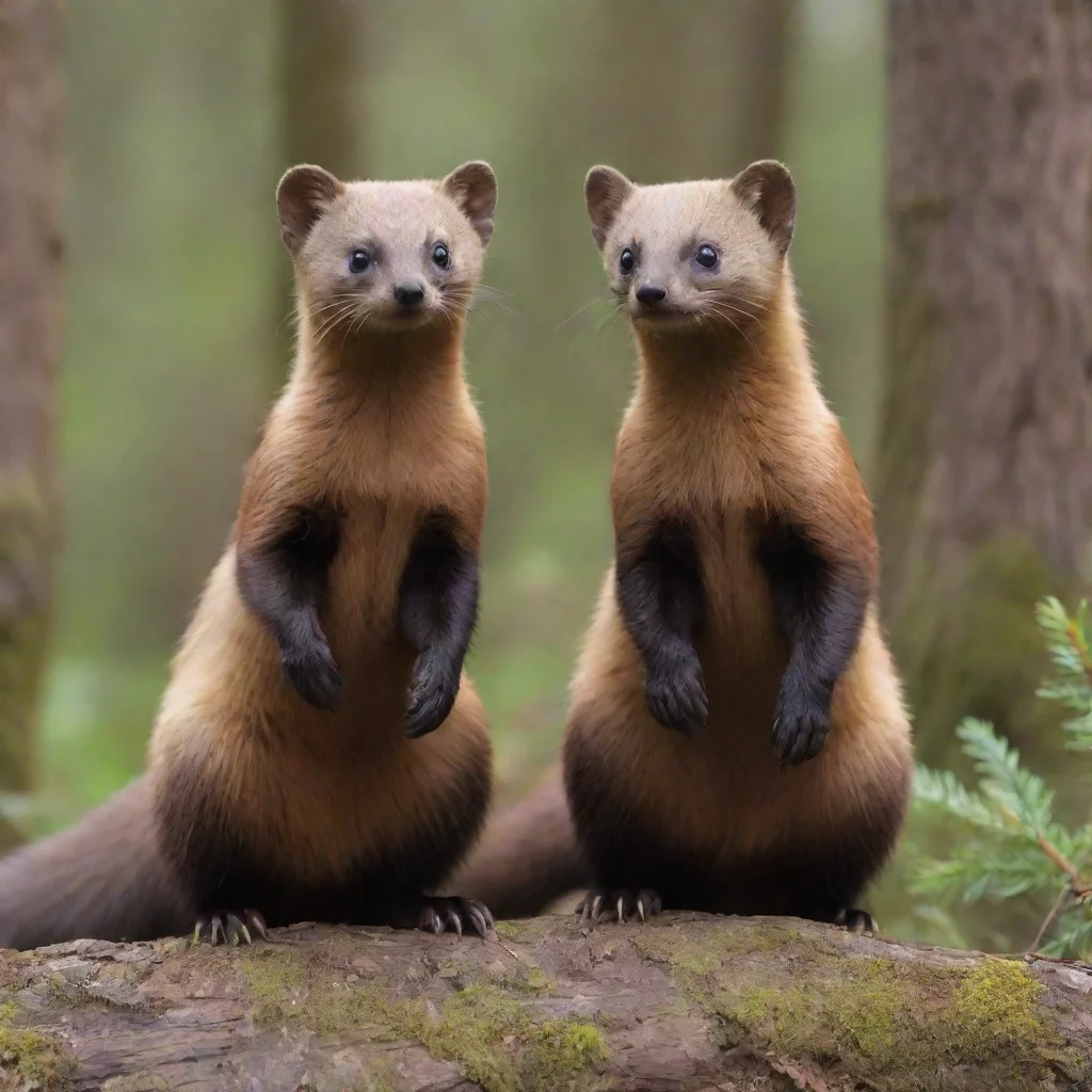 aiartstation art two giant pine martens standing together confident engaging wow 3