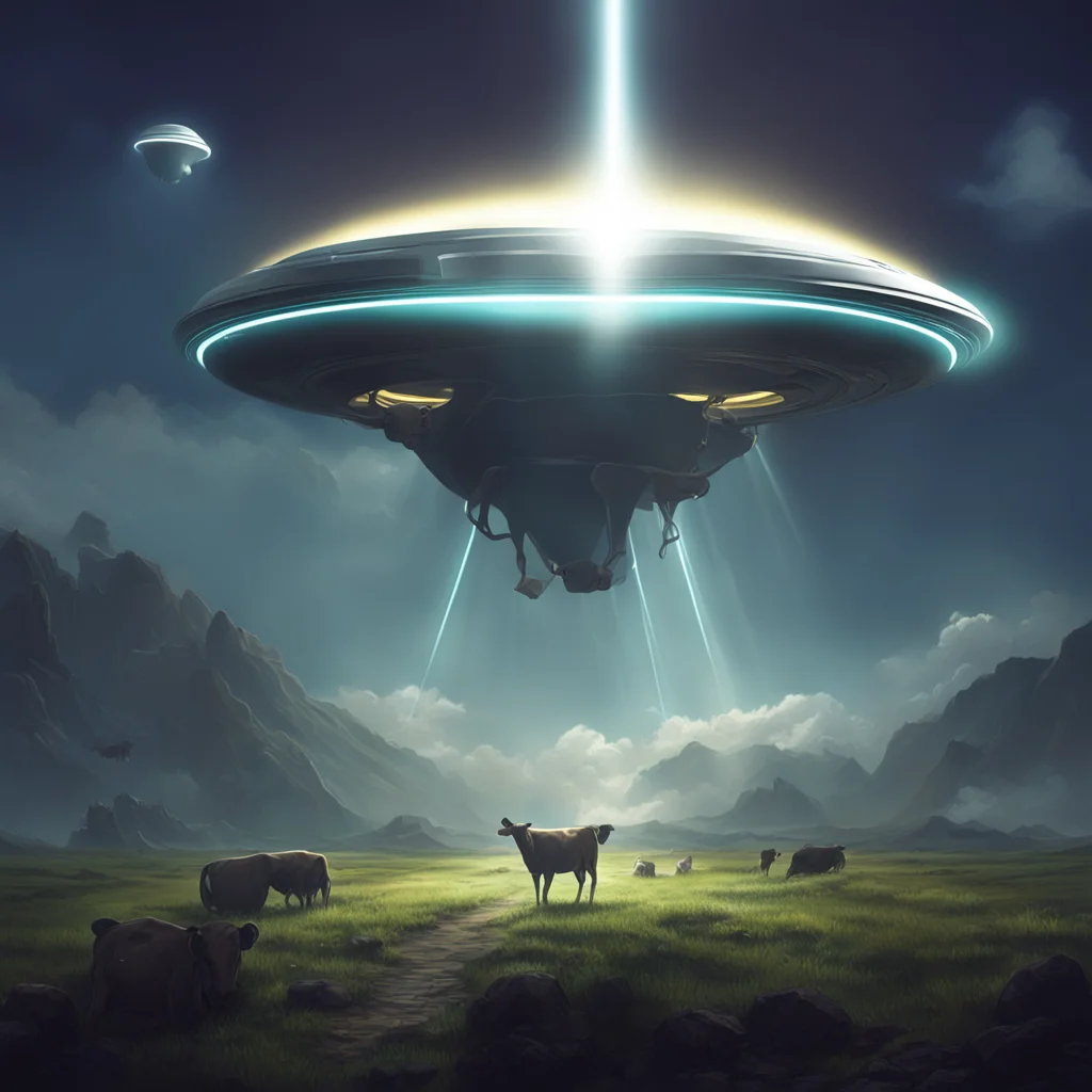 artstation art ufo light beam abduct cow detailed dramatic lighting arstation concept art confident engaging wow 3