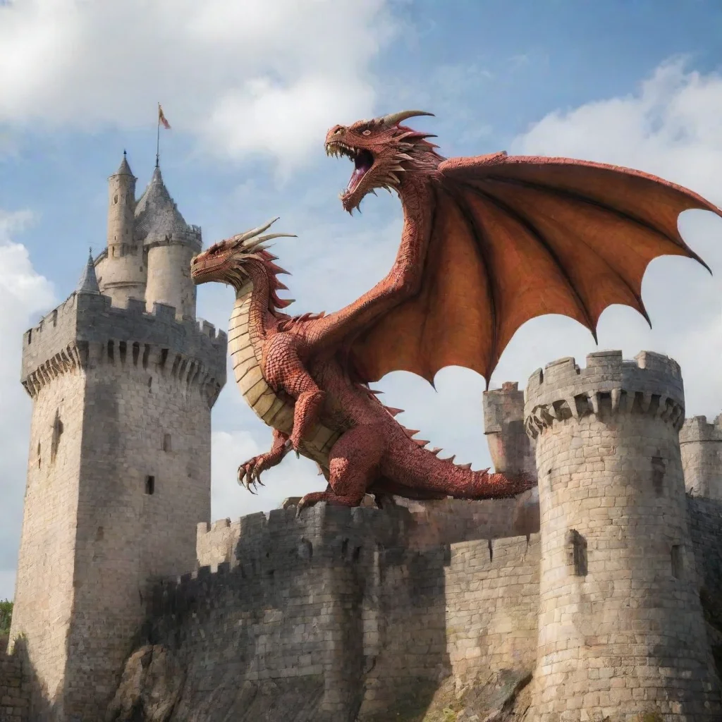 aiartstation art um drag%C3%A3o sobrevoando um castelo confident engaging wow 3